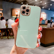 "Modisches TPU Handyhülle mit Electroplating für iPhone - Klassisch Schwarz, Athen Weiß, Kirsch Lila, Maiden Pink, Minze Grün, Hawthorn Rot"