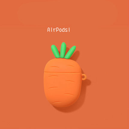 "Universelle Schutzhülle für Airpods 1./2. Generation, Kompatibel mit iPhone, Karotten-Design, Optionaler Ringbügel - Orange"