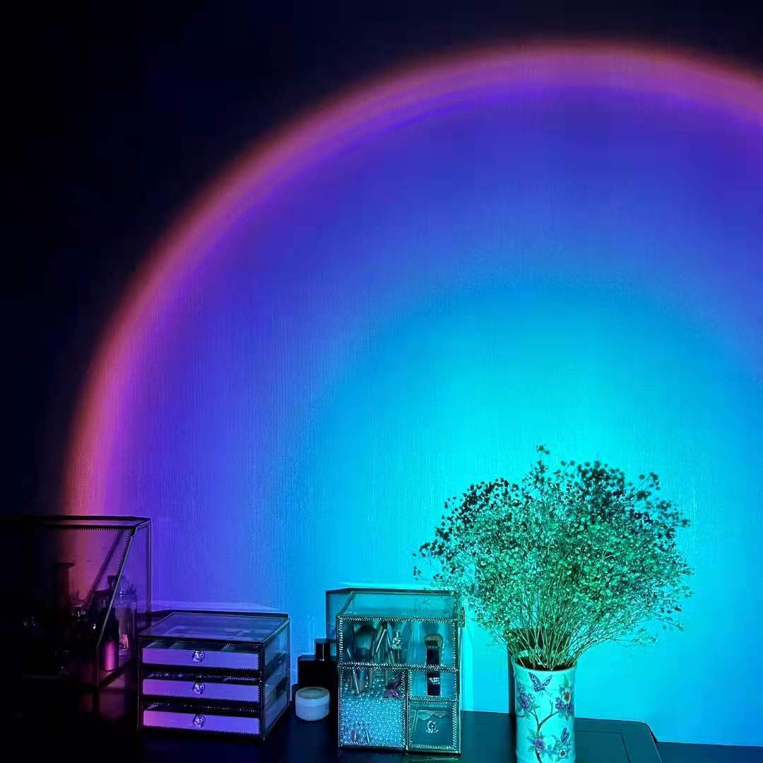 "Wiederaufladbare Regenbogen-Projektionslampe - Luxuslicht Atmosphäre in Sonnenuntergang Rot"