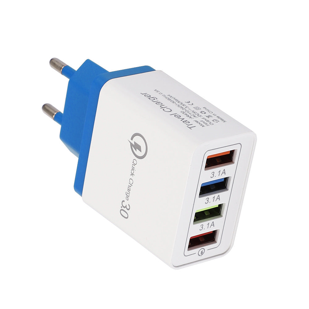 "Schnell-Ladegerät USB 3.0 mit 4 Ports, Kompatibel mit iPhone, Huawei & Mehr, Tragbare Wandladegerät für Zuhause und Reise"