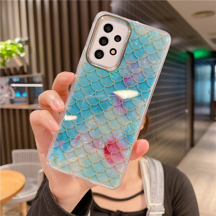 "Kauri Wasserfarben-Marmor Regenbogen-Fischschuppen S22 Handyhülle - Stoßfester Schutz & Stilvolles Design für Samsung S22, S21FE und mehr"