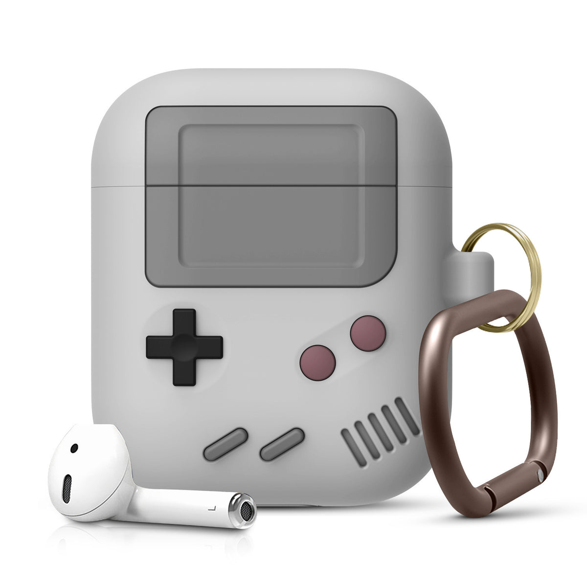 "Silikonhülle im klassischen Spielkonsolen-Design für Airpods Pro mit Schlüsselanhänger - Kompatibel mit Apple, Erhältlich in Schwarz und Grau"