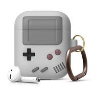 "Silikonhülle im klassischen Spielkonsolen-Design für Airpods Pro mit Schlüsselanhänger - Kompatibel mit Apple, Erhältlich in Schwarz und Grau"