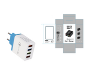 "Schnell-Ladegerät USB 3.0 mit 4 Ports, Kompatibel mit iPhone, Huawei & Mehr, Tragbare Wandladegerät für Zuhause und Reise"