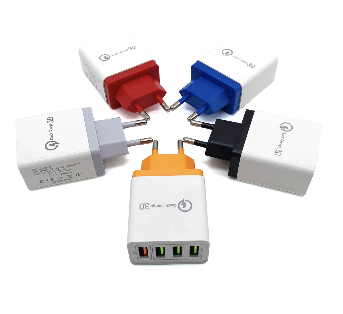 "Schnell-Ladegerät USB 3.0 mit 4 Ports, Kompatibel mit iPhone, Huawei & Mehr, Tragbare Wandladegerät für Zuhause und Reise"