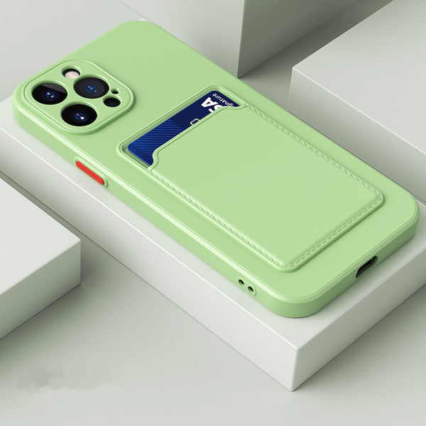 "Rutschfeste Silikon Handyhülle mit Kartenfach - Schutzhülle im Unifarben-Design, Kompatibel mit Samsung Modellen"