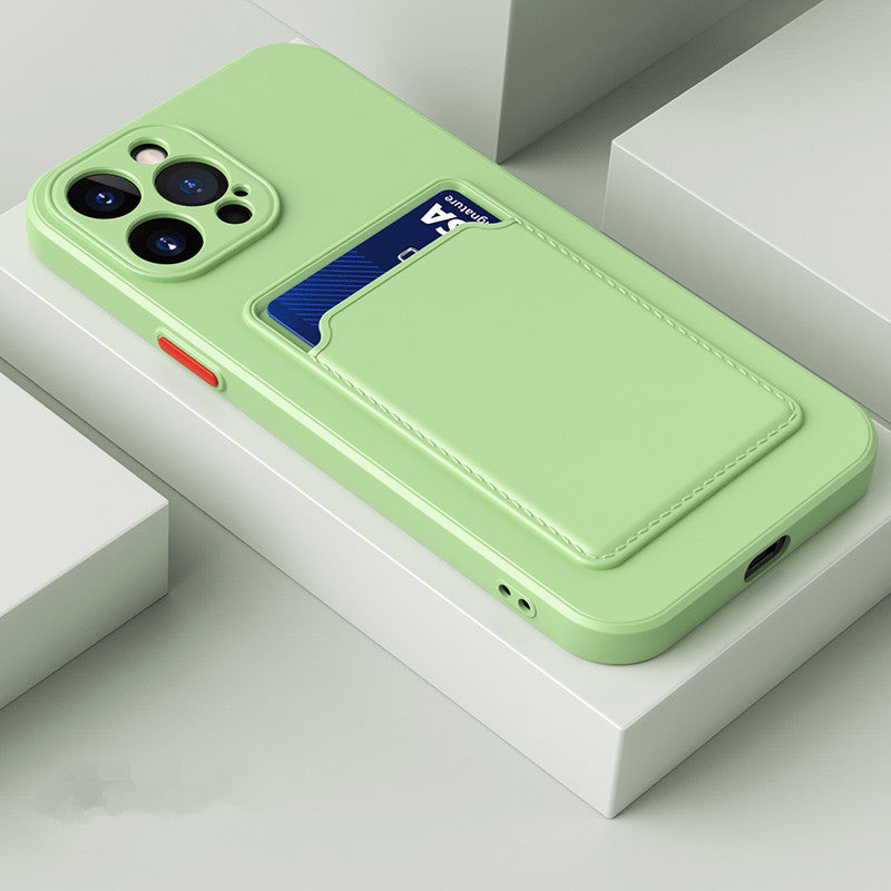 "Rutschfeste Silikon Handyhülle mit Kartenfach - Schutzhülle im Unifarben-Design, Kompatibel mit Samsung Modellen"