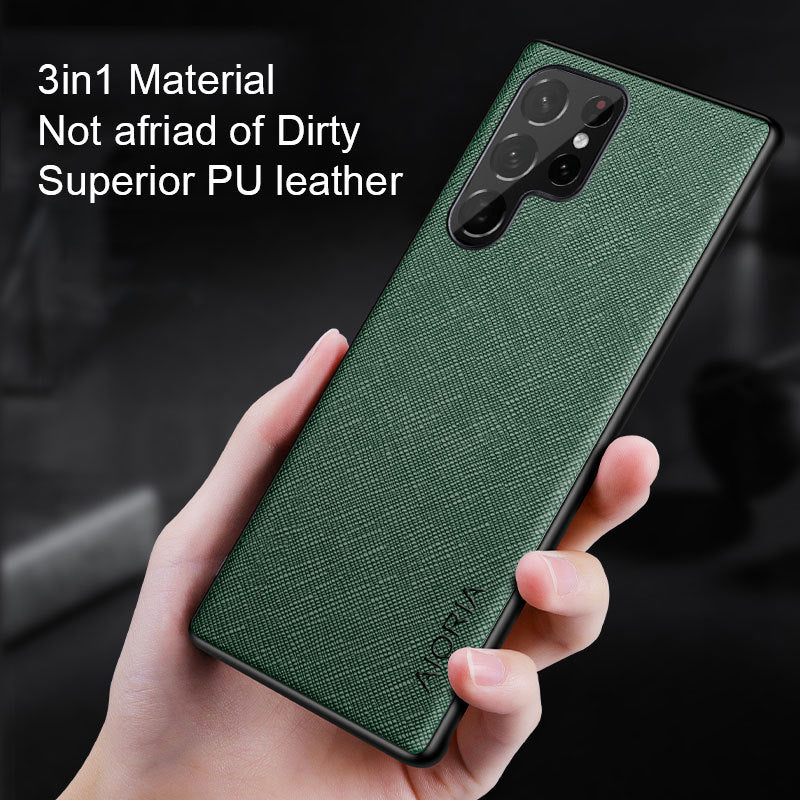 "Schlichte Kreuzmuster Handyhülle für Samsung, Rückseitenschutz aus PU-Material, Komfortabel & Langlebig, Verschiedene Farben"