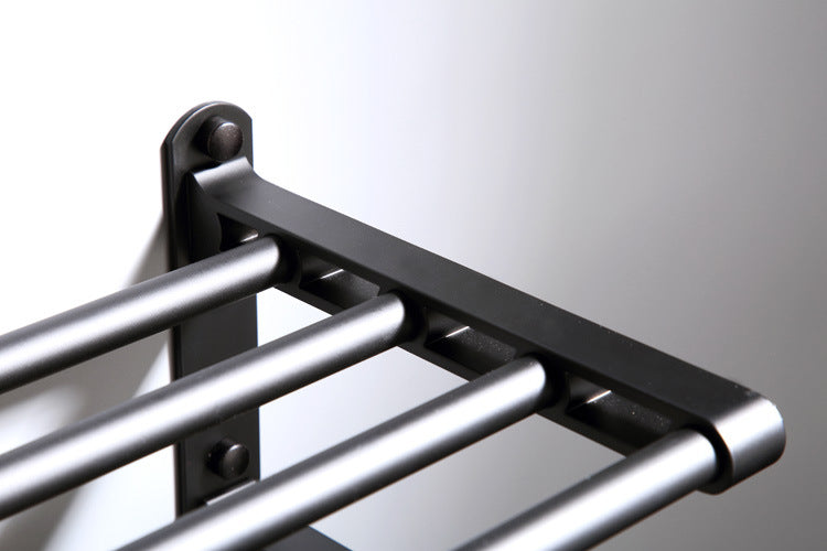 "Modernes Wandmontiertes Mattschwarzes Badetuchhalter aus Raumaluminium - Belastbar bis 20kg, Einfache Installation"