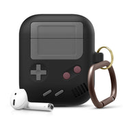 "Silikonhülle im klassischen Spielkonsolen-Design für Airpods Pro mit Schlüsselanhänger - Kompatibel mit Apple, Erhältlich in Schwarz und Grau"