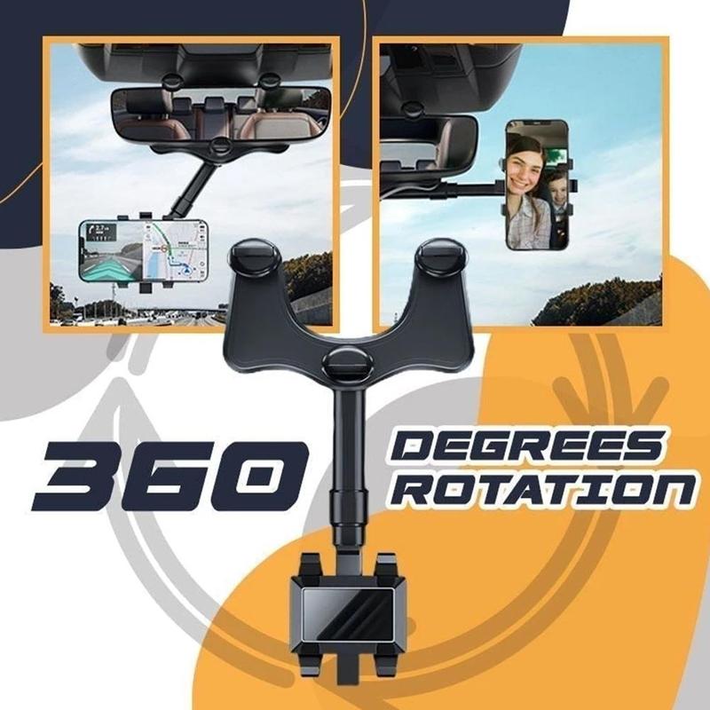 "Universeller Auto-Spiegel Handyhalter - 360° Drehbar, Einstellbare Länge, Einfache Bedienung, Keine Spuren nach Entfernung"