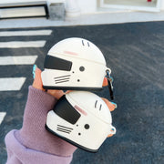 "Motorradhelm Schutzhülle für Apple AirPods Pro - Silikon Flip-Typ, Cartoon-Stil, Geometrische Elemente, Inklusive Karabiner"