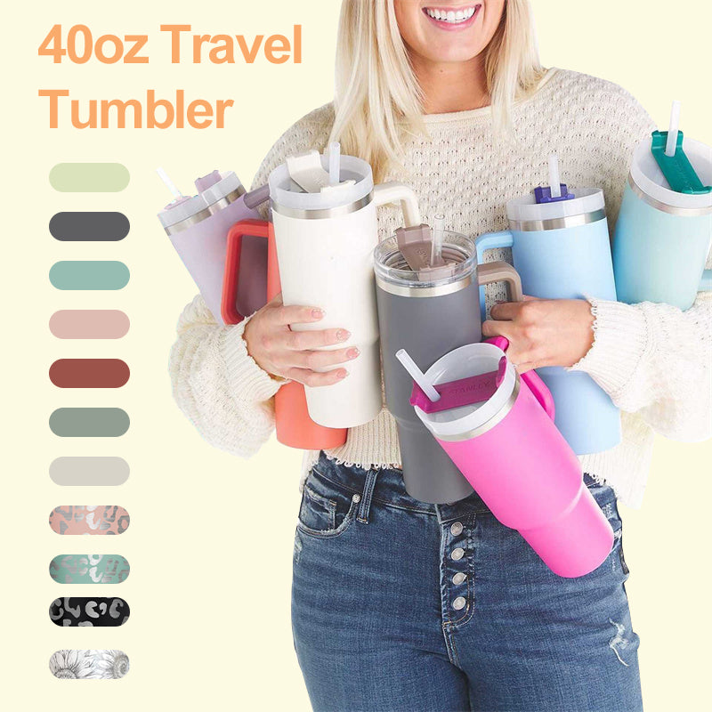 "40oz Edelstahl-Isolierbecher mit Strohhalm und Tragegriff, BPA-frei, Leckfest, Ideal für Auto und Reisen, Große Kapazität"