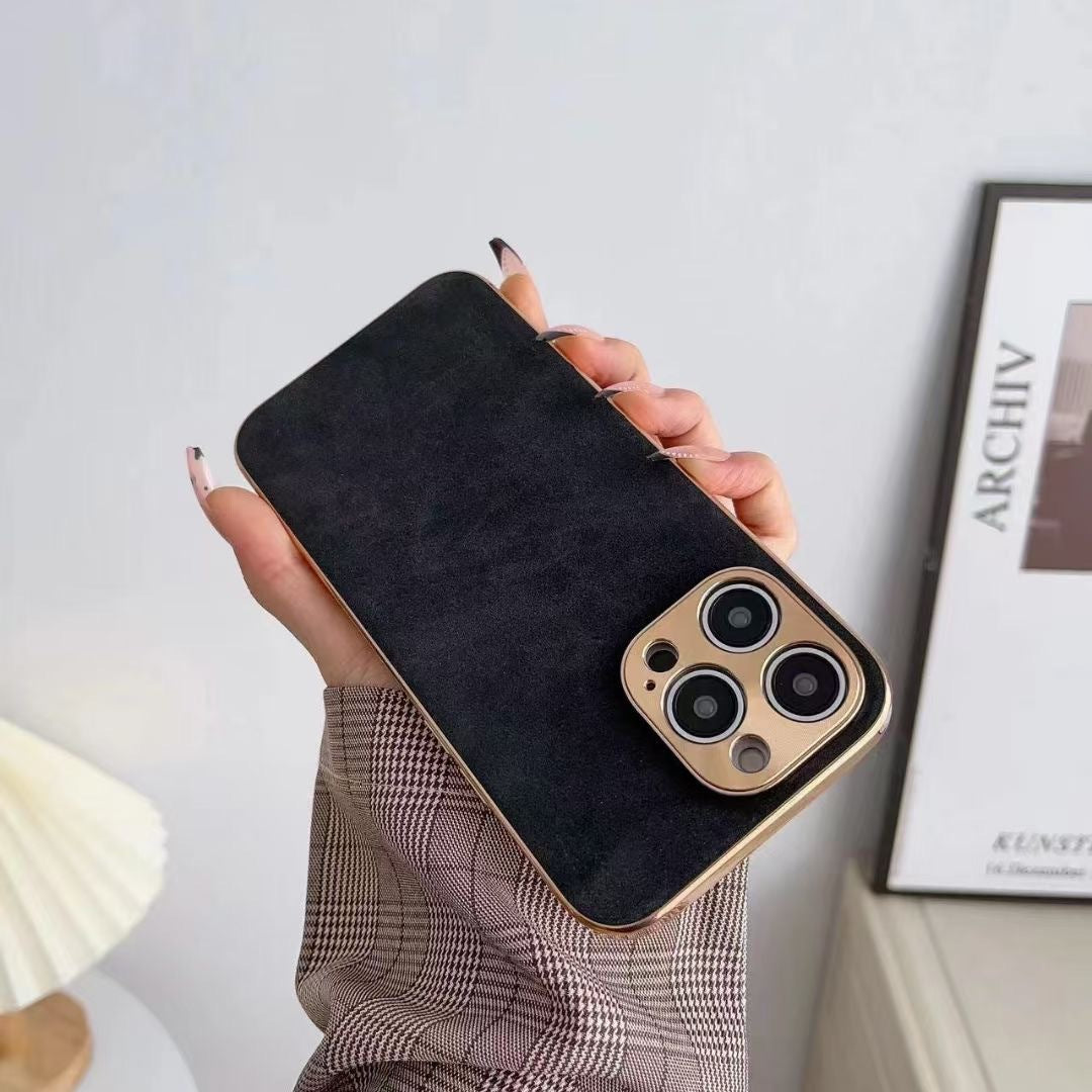 "Modische Persönlichkeit Schafleder Anti-Fall Handyhülle für iPhone, Grau/Schwarz/Grün/Blau"