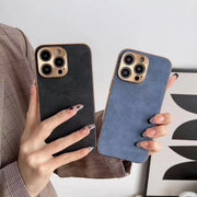 "Modische Persönlichkeit Schafleder Anti-Fall Handyhülle für iPhone, Grau/Schwarz/Grün/Blau"