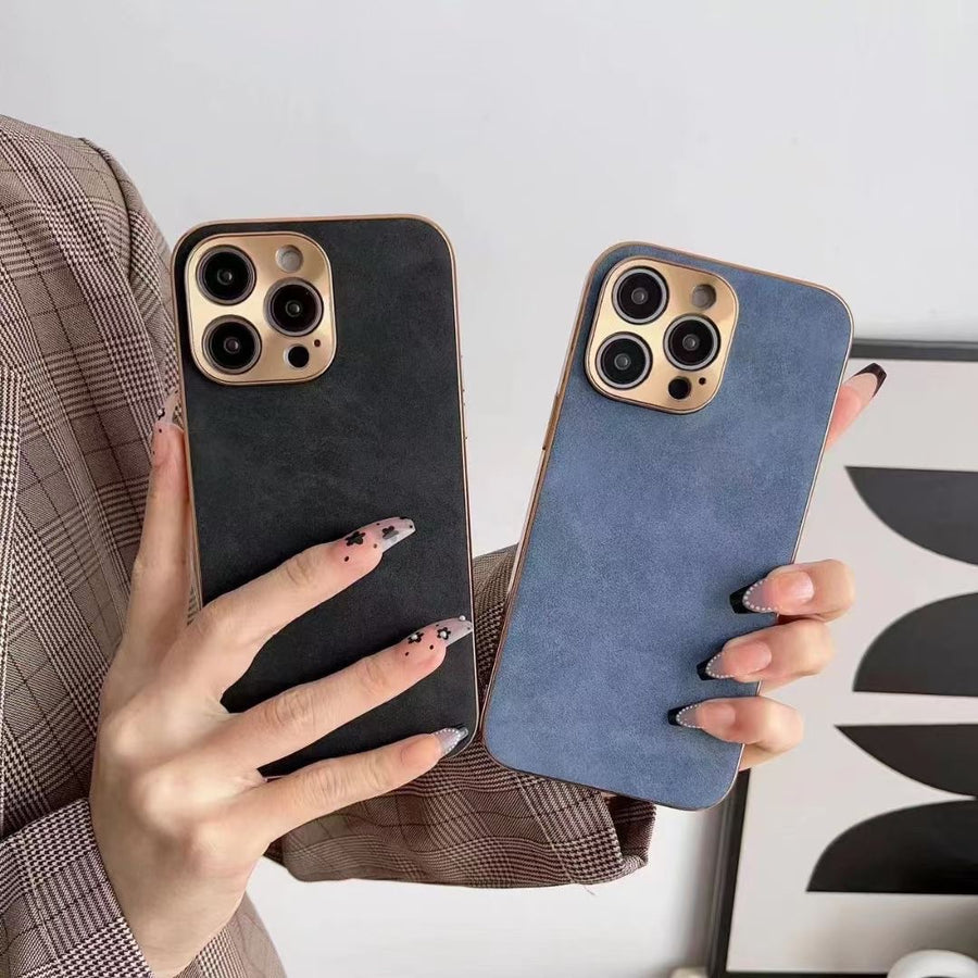 "Modische Persönlichkeit Schafleder Anti-Fall Handyhülle für iPhone, Grau/Schwarz/Grün/Blau"