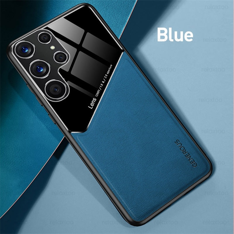 "Premium Leder Handyhülle für Samsung S22Ultra mit Magnetischer Autohalterung - Geschäftliches Design in Verschiedenen Farben"