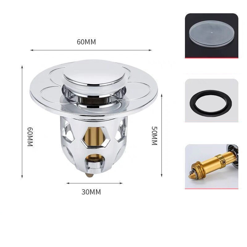 "Universal Waschbecken Abflussstopfen, Kupferkern, Schnell Entwässerung, Anti-Verstopfung, Langlebiges Material, Einfache Installation - Roségold, Silber, Grau"