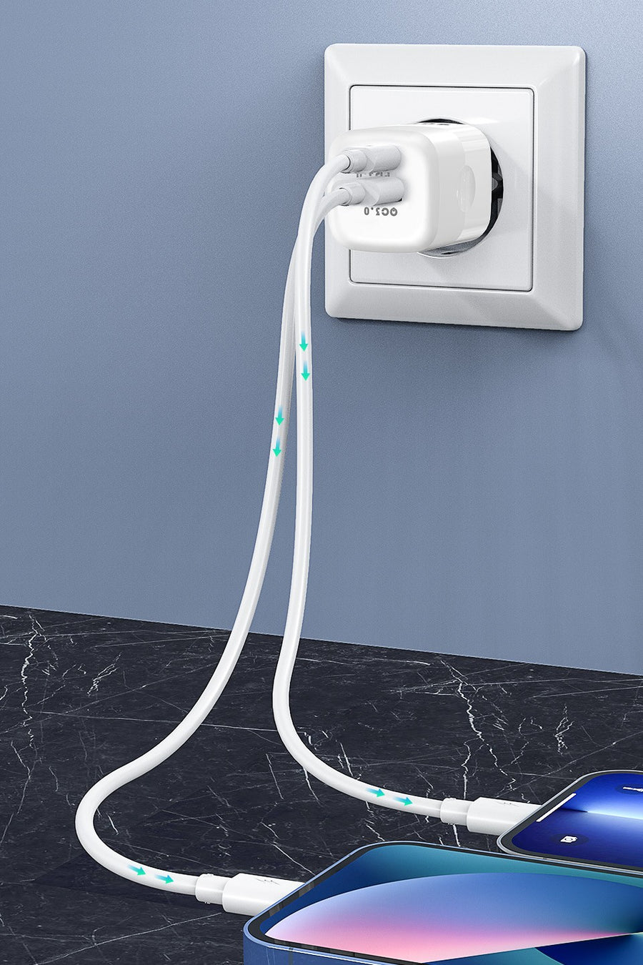 "Schnellladegerät aus Galliumnitrid 20W, PD-Protokoll, USB Typ-C & Micro-USB-Schnittstelle, Farbe: Schwarz/Weiß"