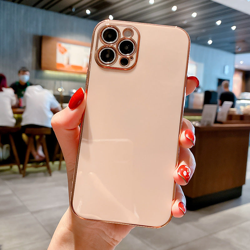 "Modisches TPU Handyhülle mit Electroplating für iPhone - Klassisch Schwarz, Athen Weiß, Kirsch Lila, Maiden Pink, Minze Grün, Hawthorn Rot"