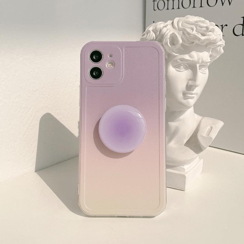 "Stilvolle Südkorea Ins Gradient Silikon Handyhülle mit X-Halterung, Rundum-Schutz für iPhone 12, XS und 11Promax"