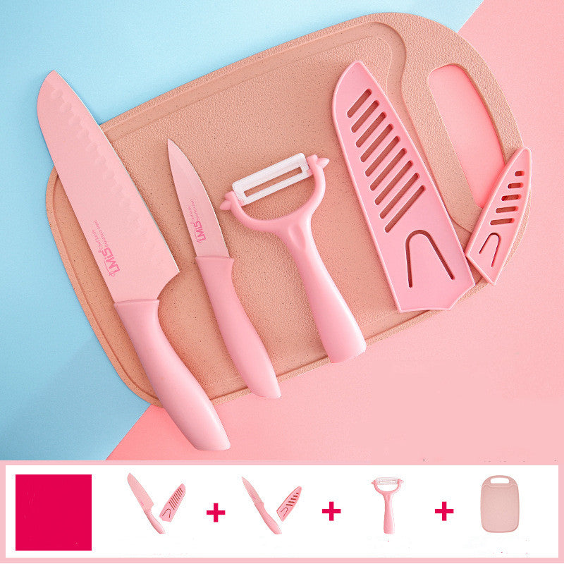 "Multifunktionaler Küchenmesser-Set aus Edelstahl - Japanisches Sande Messer, Obst-Messer, Schäler und Schneidebrett"