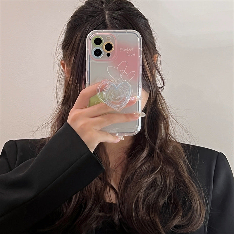 "Stilvolle Smudge Line Love TPU Rückenschale für iPhone 14, 13 und 12 Modelle mit optionalem Halter"