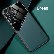 "Premium Leder Handyhülle für Samsung S22Ultra mit Magnetischer Autohalterung - Geschäftliches Design in Verschiedenen Farben"
