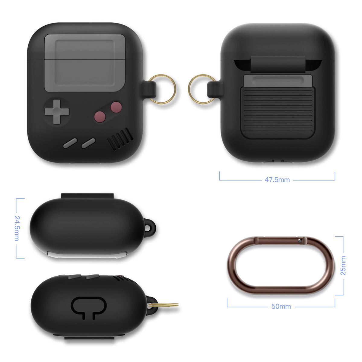 "Silikonhülle im klassischen Spielkonsolen-Design für Airpods Pro mit Schlüsselanhänger - Kompatibel mit Apple, Erhältlich in Schwarz und Grau"