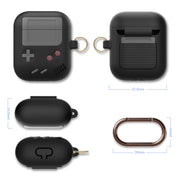 "Silikonhülle im klassischen Spielkonsolen-Design für Airpods Pro mit Schlüsselanhänger - Kompatibel mit Apple, Erhältlich in Schwarz und Grau"