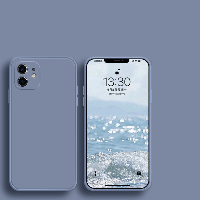 "Exklusive Liquid Silikon Handyhülle mit feinen Löchern und geraden Kanten für iPhone - Einfacher Stil, Solide Farbe"