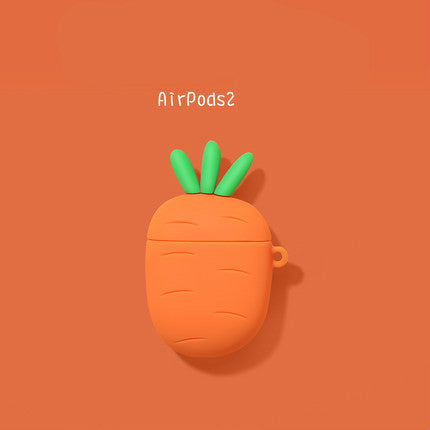 "Universelle Schutzhülle für Airpods 1./2. Generation, Kompatibel mit iPhone, Karotten-Design, Optionaler Ringbügel - Orange"