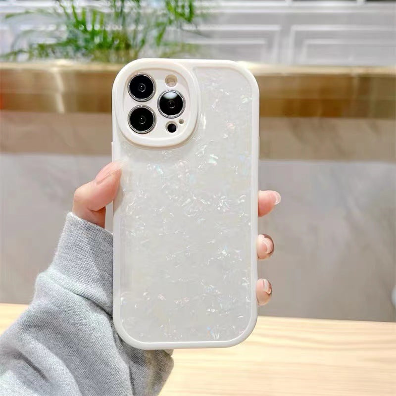 "Traumhafte Muschel Handyhülle aus Silikon - Rückseitenschutz für diverse iPhone Modelle, Transluzent Weiß & Milchweiß"