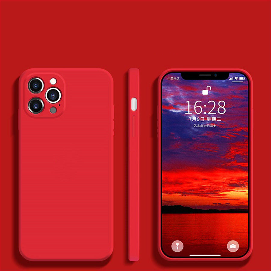 "Exklusive Liquid Silikon Handyhülle mit feinen Löchern und geraden Kanten für iPhone - Einfacher Stil, Solide Farbe"
