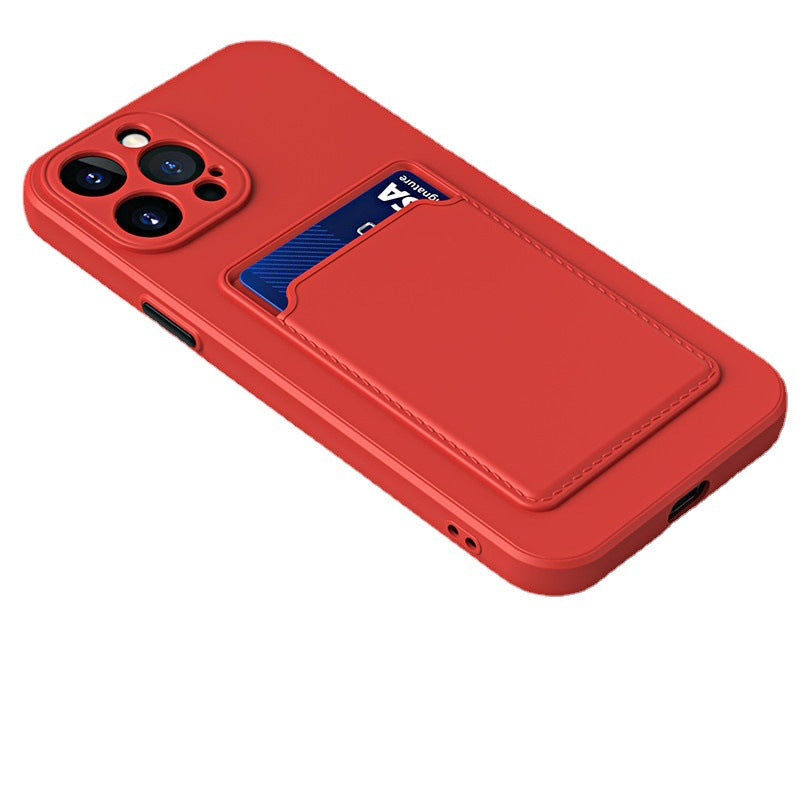 "Rutschfeste Silikon Handyhülle mit Kartenfach - Schutzhülle im Unifarben-Design, Kompatibel mit Samsung Modellen"