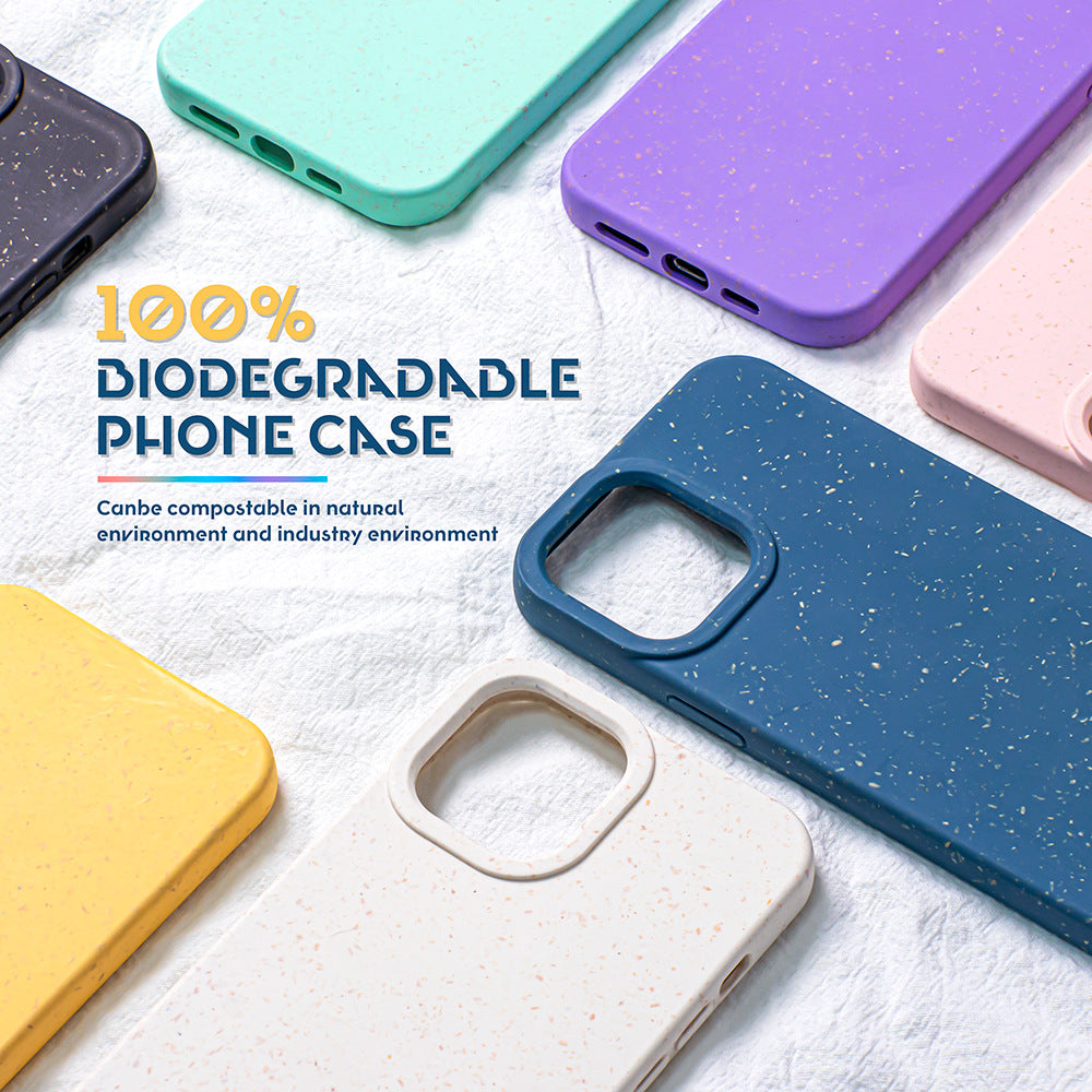 "Umweltfreundliche, Vollständig Abbaubare Handyhülle aus Stroh mit Augenschutz - Kompatibel mit iPhone 14 Modellen"