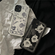"Retro Blumen Handyhülle, Anti-Fall Weiche TPU Schutzhülle - Kompatibel mit iPhone 14ProMax bis 11"
