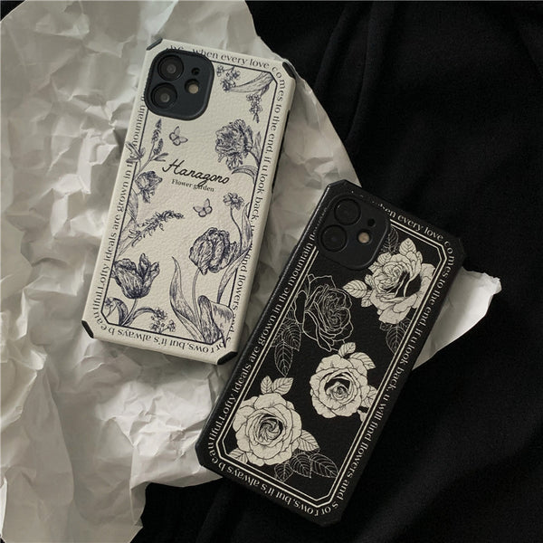 "Retro Blumen Handyhülle, Anti-Fall Weiche TPU Schutzhülle - Kompatibel mit iPhone 14ProMax bis 11"