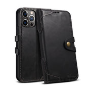 "Premium Leder Flip Wallet Handyhülle für iPhone 13, 13 Pro, 12 - Business-Stil in Schwarz, Braun, Rot, Blau"