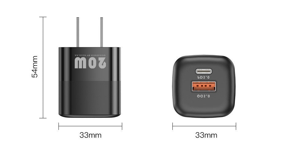 "Schnellladegerät aus Galliumnitrid 20W, PD-Protokoll, USB Typ-C & Micro-USB-Schnittstelle, Farbe: Schwarz/Weiß"