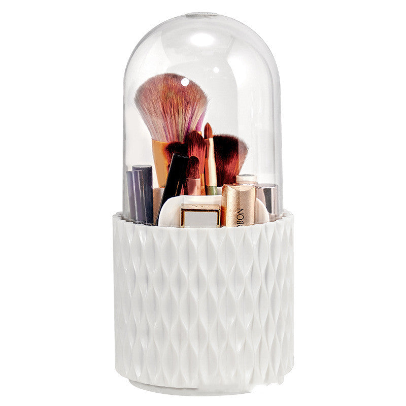"Großkapazität Transparenter Kosmetik-Organizer mit 360° Drehung, Staubdichter Make-up-Pinselhalter mit Deckel aus Acryl für den Schreibtisch"