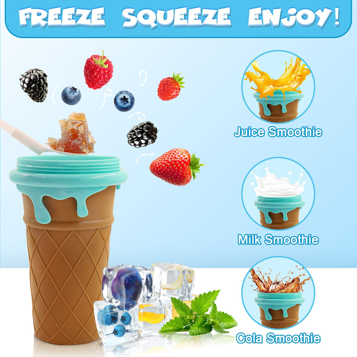 "Schnelle Einfrieren 500ml Slushy Maker Becher - Wiederverwendbare Sommer-Smoothie-Flasche mit Großer Kapazität, Magische Küchen-Gadget für Hausgemachte Säfte und Eiscreme"
