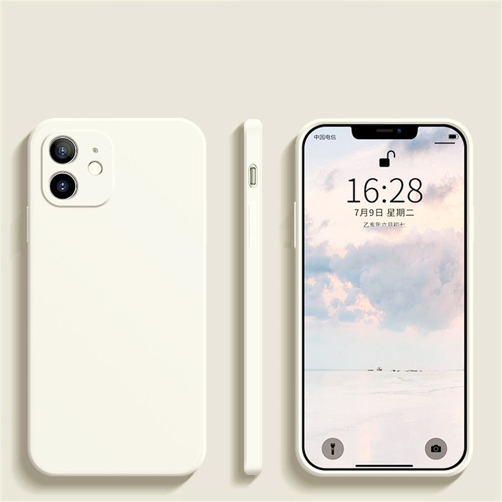 "Exklusive Liquid Silikon Handyhülle mit feinen Löchern und geraden Kanten für iPhone - Einfacher Stil, Solide Farbe"