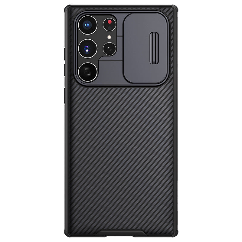 "Premium TPU+PC Schutzhülle für Samsung Galaxy S22 Ultra - Schwarzer Spiegel PRO Serie"