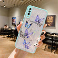 "Modische Epoxy Schmetterling Silikon Handyhülle, Kompatibel mit Samsung S21 Serie und A-Serie, Tier Element Design in Rosa, Lila, Minzblau"