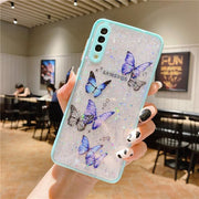 "Modische Epoxy Schmetterling Silikon Handyhülle, Kompatibel mit Samsung S21 Serie und A-Serie, Tier Element Design in Rosa, Lila, Minzblau"