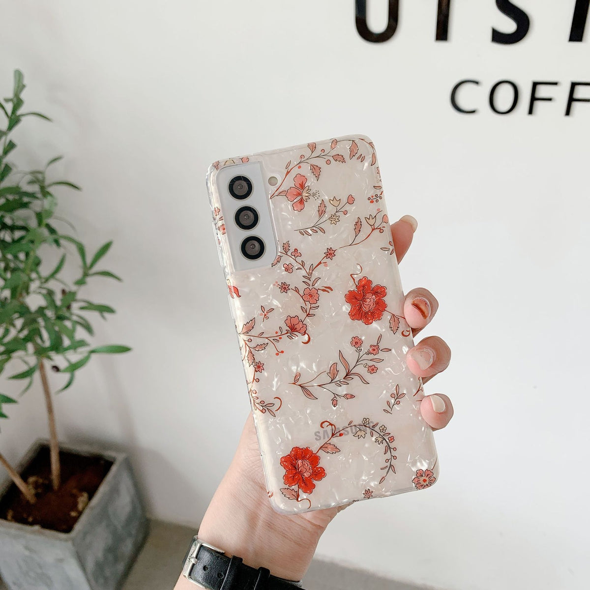 "Blumenschalen-Muster Silikon Handyhülle, Weiche Rückschale, Ins Stil, für Samsung - Mehrere Farben"