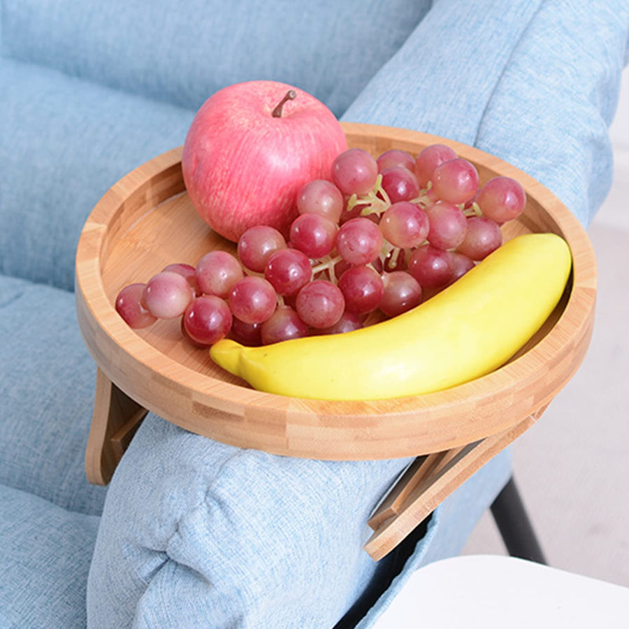 "Praktischer Holz Sofa Armlehnen-Tablett-Tisch: Clip-On TV Snack Schale für Fernbedienung und Kaffee - Modernes & einfaches Design"