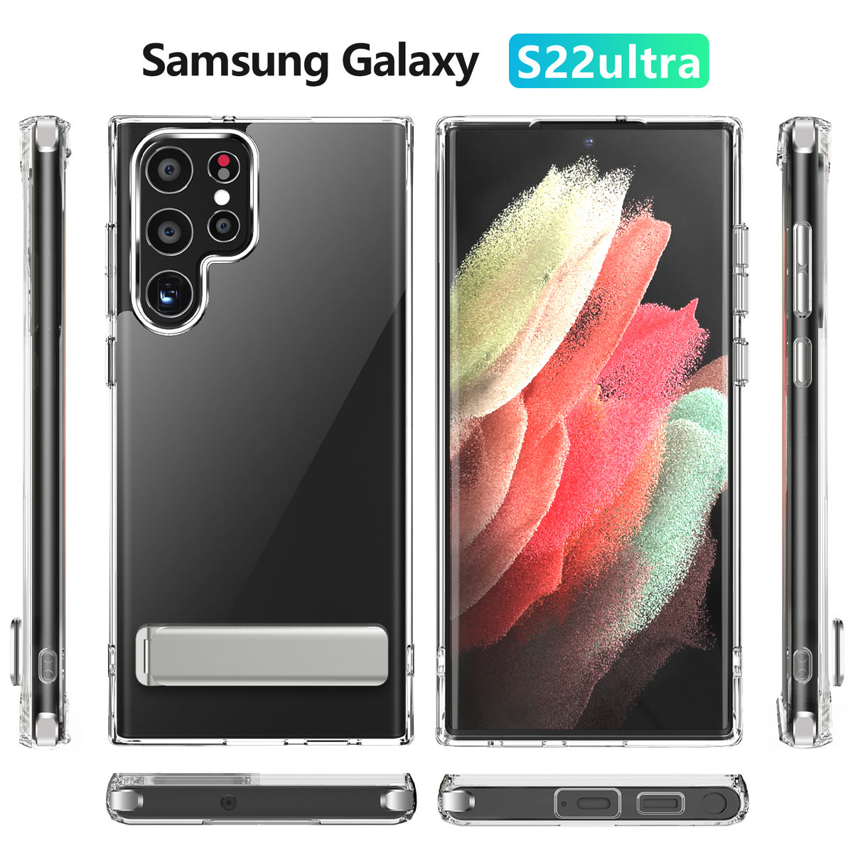 "ULTRA Kristall Anti-Fall 2.0 Anti-Kratzer Handyhülle mit Halterung für Samsung Modelle - Transparent und Robust"