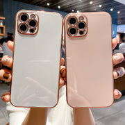 "Modisches TPU Handyhülle mit Electroplating für iPhone - Klassisch Schwarz, Athen Weiß, Kirsch Lila, Maiden Pink, Minze Grün, Hawthorn Rot"